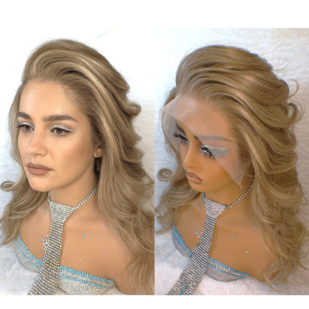 ✨16 In Human Hair Pecan Blonde Dimensional Lace Wig  w/Large Parting Area ✨